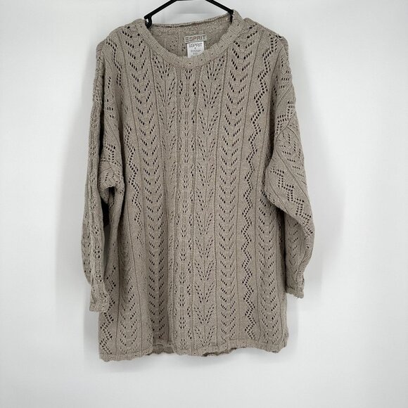 Esprit Sweater Vintage 90's Open Knit Tan Size‎ S - Picture 1 of 5